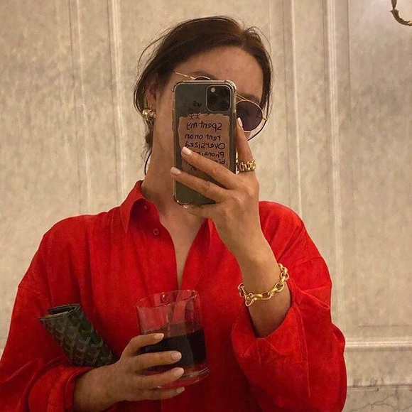 Vintage 24k gold brass round simple earrings - Picture 4 of 4